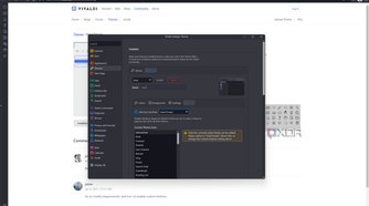 Screenshot of Vivladi settings showing the Dark theme using icons from the Hand Drawn theme