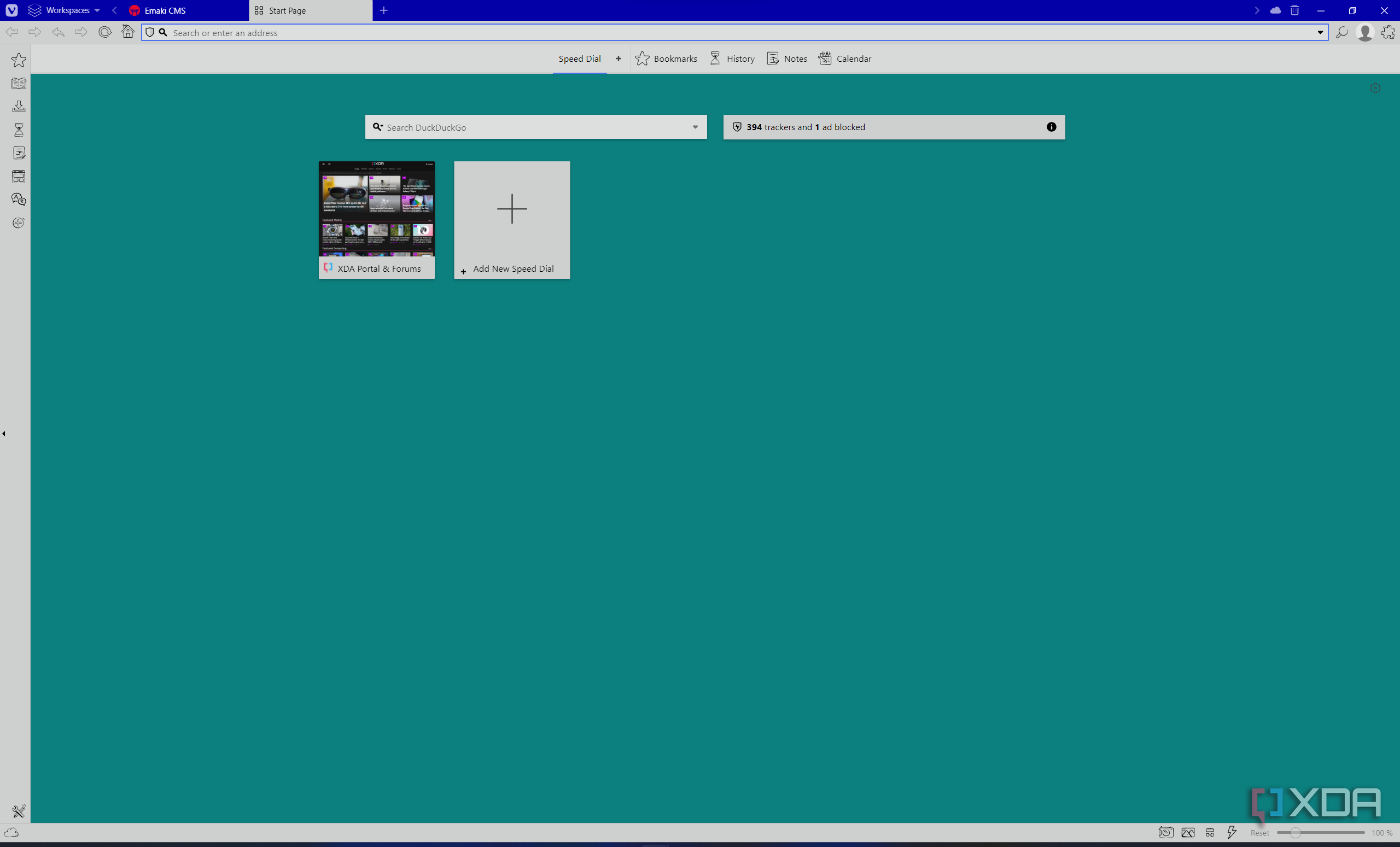 Screenshot of Vivaldi start page with Windows 95 theme
