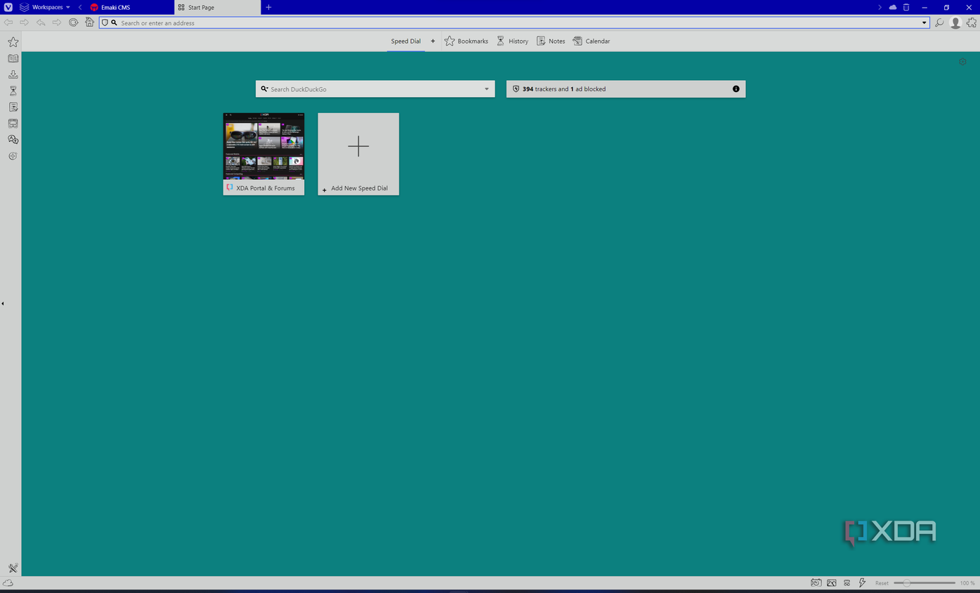 Screenshot of Vivaldi start page with Windows 95 theme