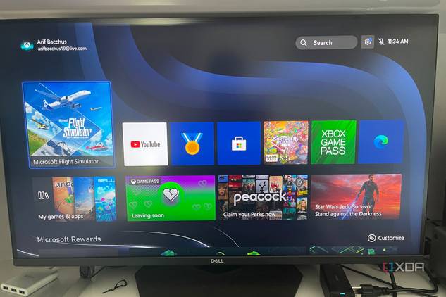 A photo of ads for games and services on Xbox Game Pass on an Xbox