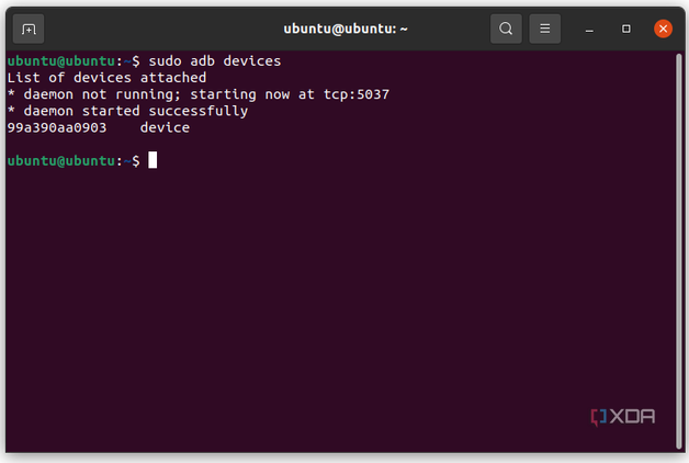 adb devices under Ubuntu Linux Terminal