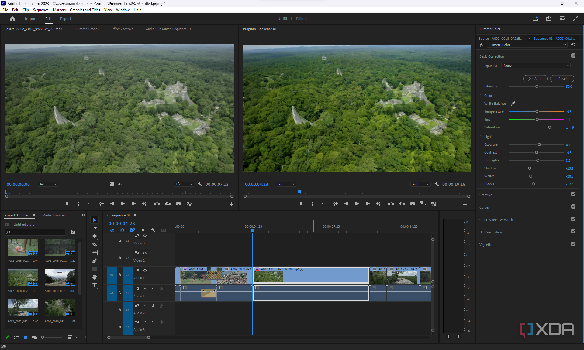 Screenshot of Adobe Premiere Pro's video editing interface