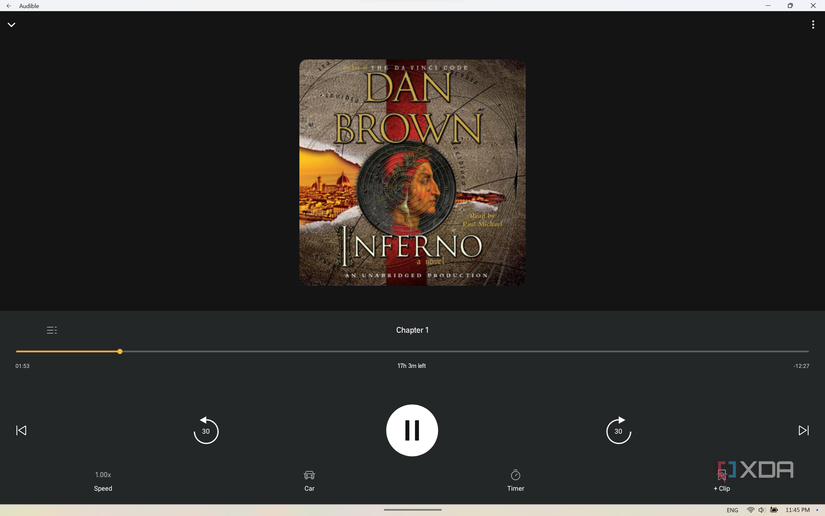 Screenshot of the Audible app for Android on Windows 11