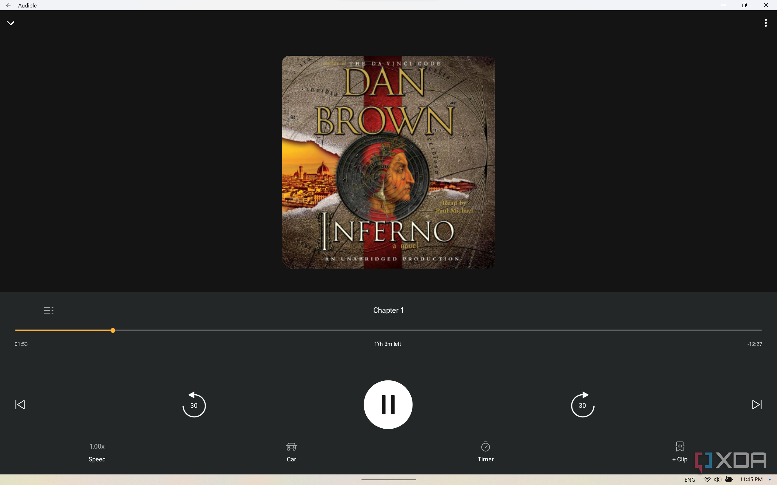 Screenshot of the Audible app for Android on Windows 11