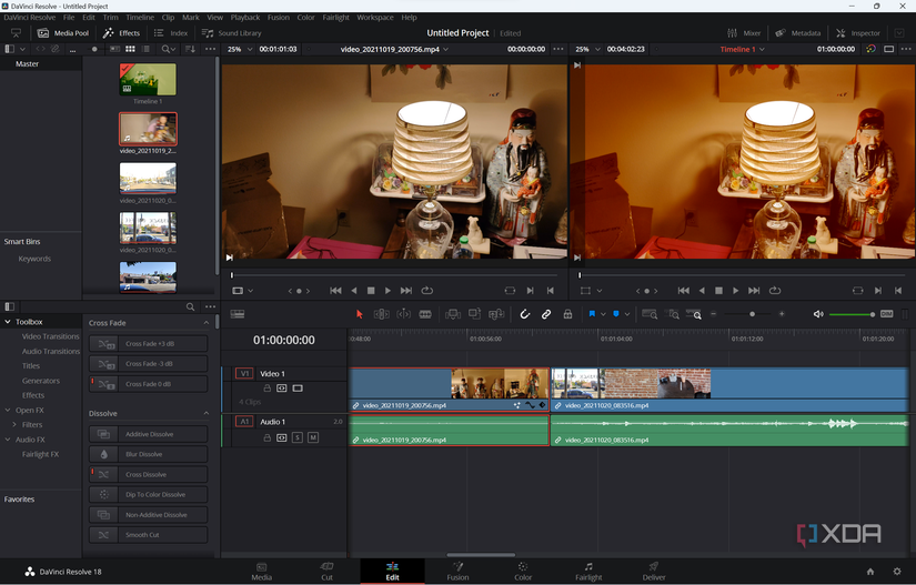 Screenshot of Dainci Resolve 18's video editing interface