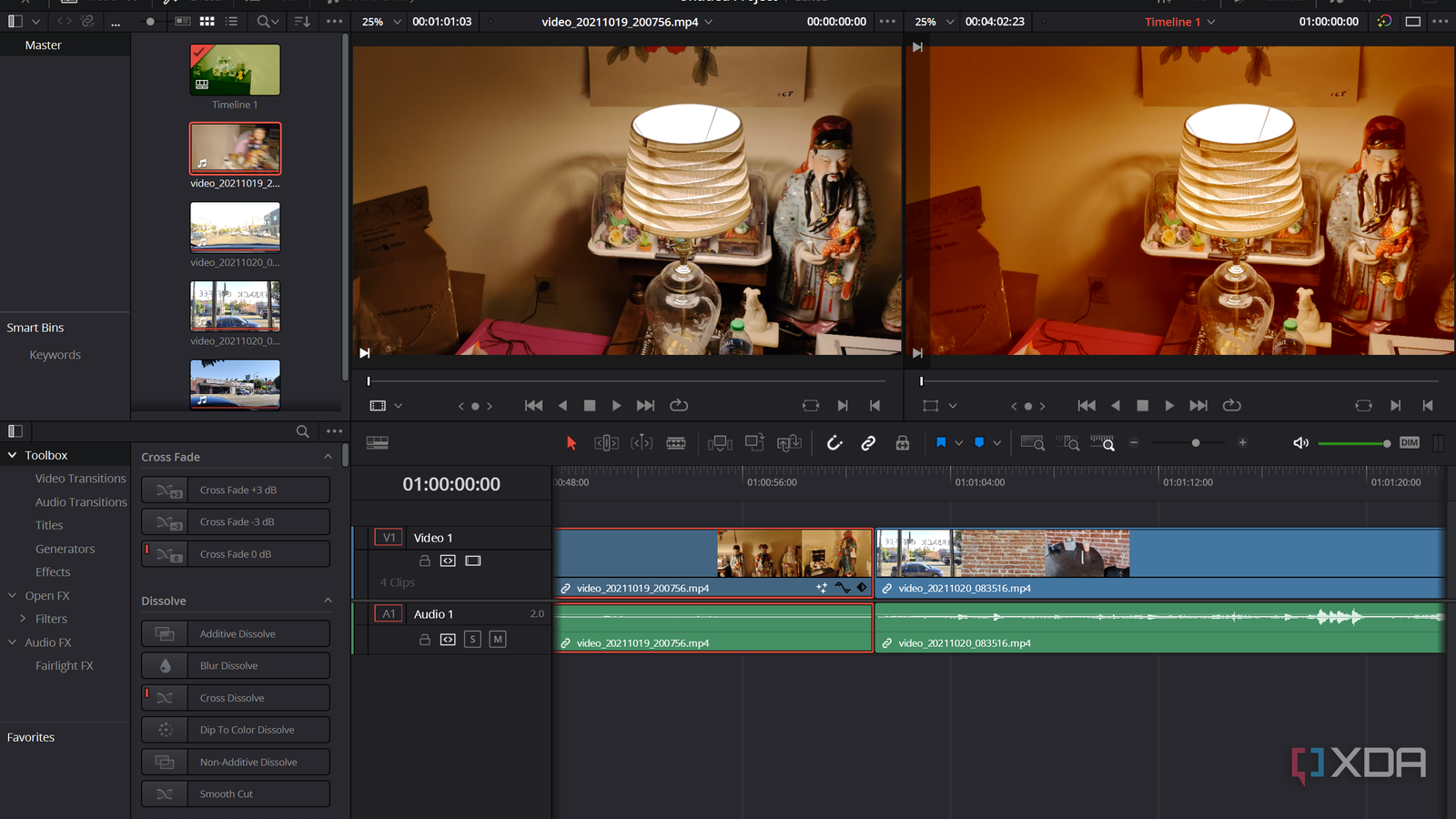 Screenshot of Dainci Resolve 18's video editing interface