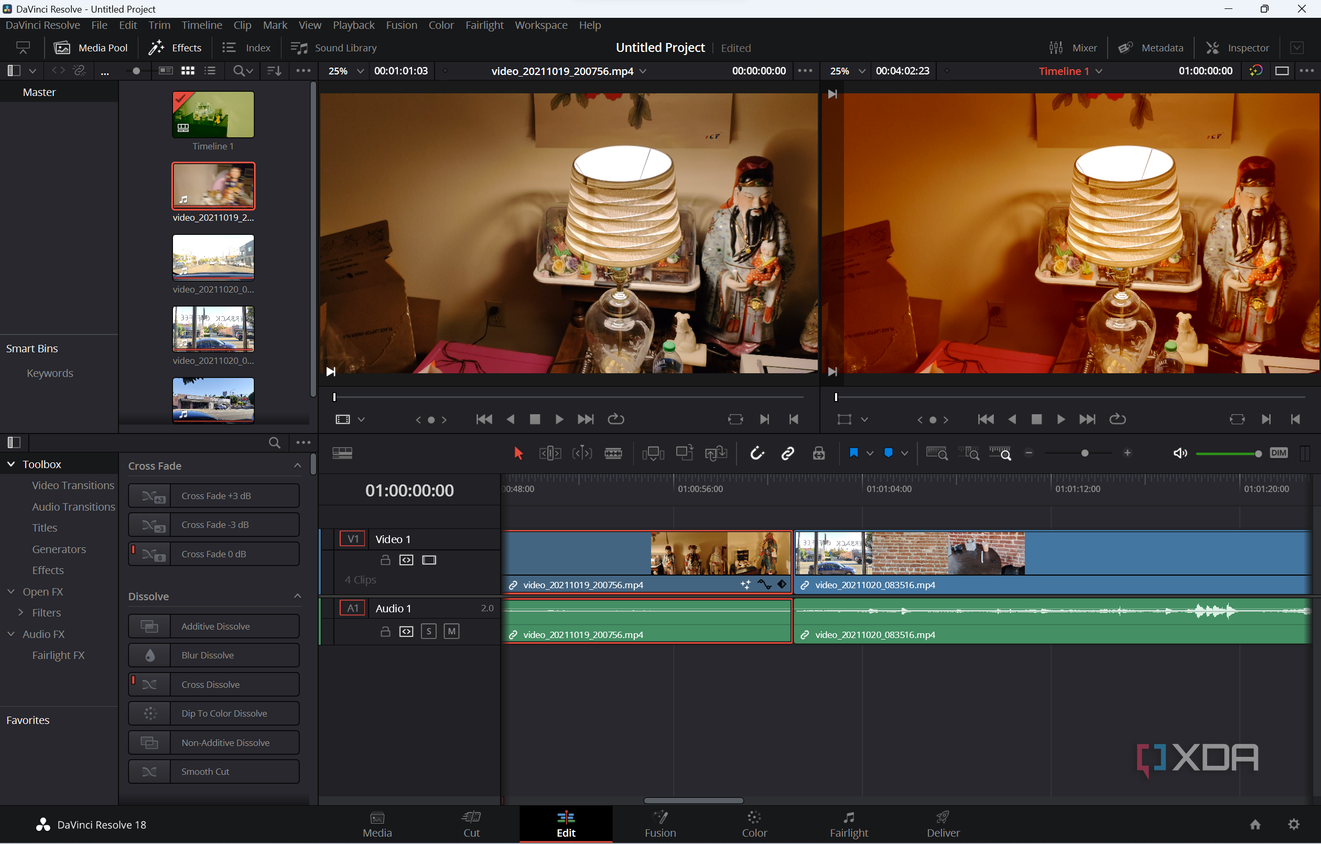 Screenshot of Dainci Resolve 18's video editing interface