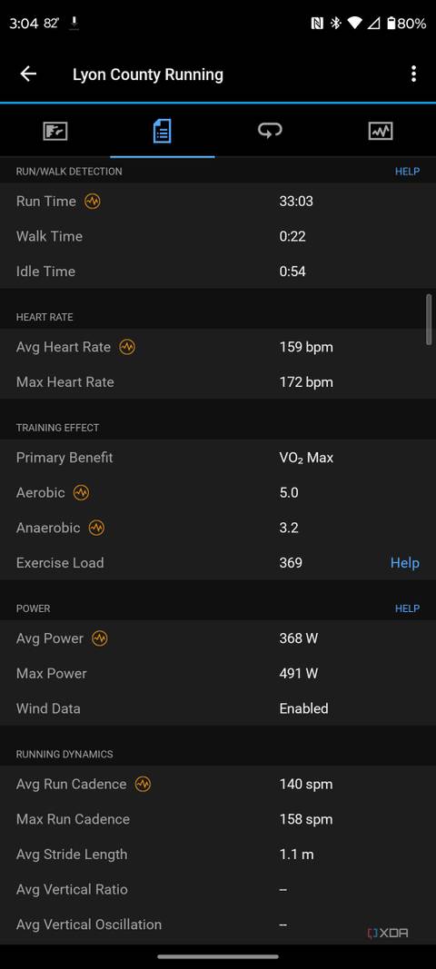 Garmin-Instinct-2X-Solar-Run-results-screenshot