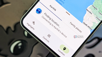 An image of a Galaxy S23 displaying the location detection feature within the Google Family Link app.