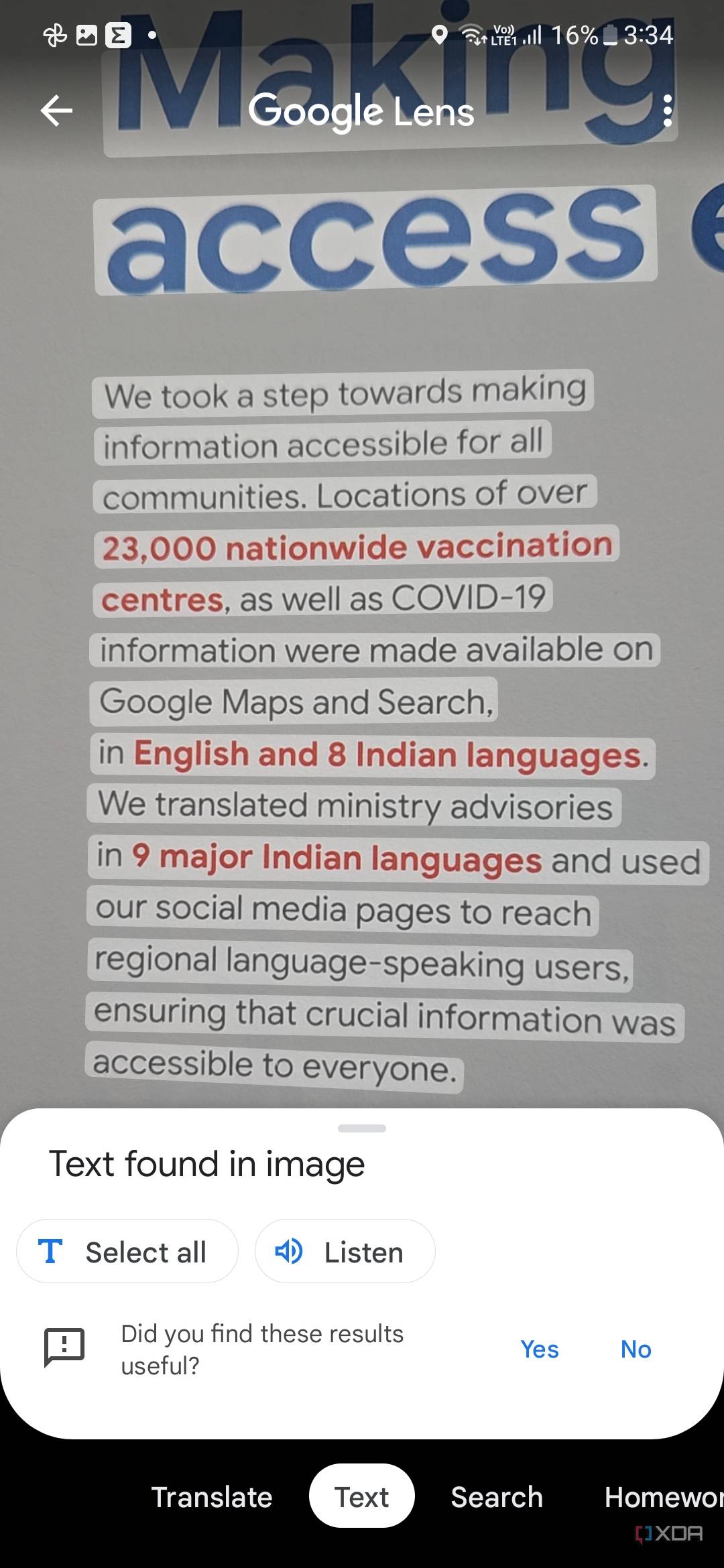 A screenshot showing a bunch of highlighted text within Google Lens.