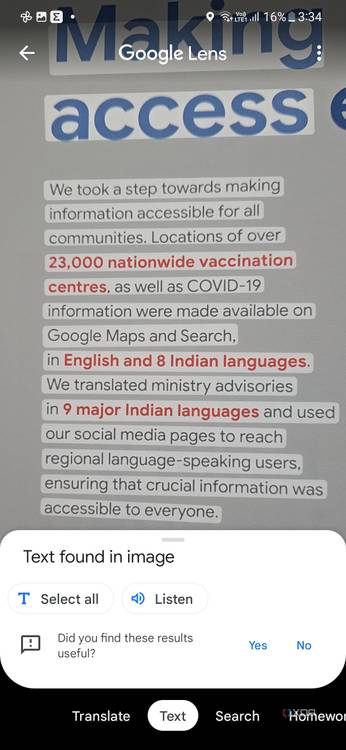 A screenshot showing a bunch of highlighted text within Google Lens.