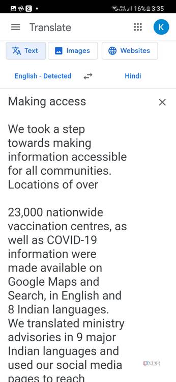 A screenshot showing Google Translate with a bunch of text in English.