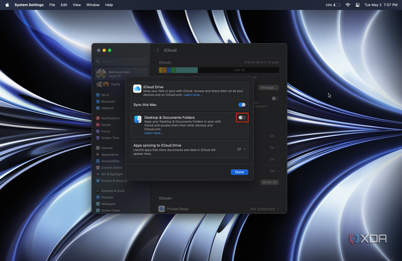 How to stop desktop files from syncing to iCloud on macOS