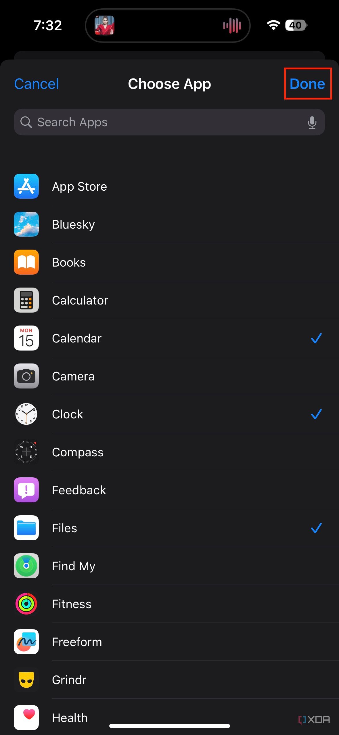 choosing which app to lock when creating the automation