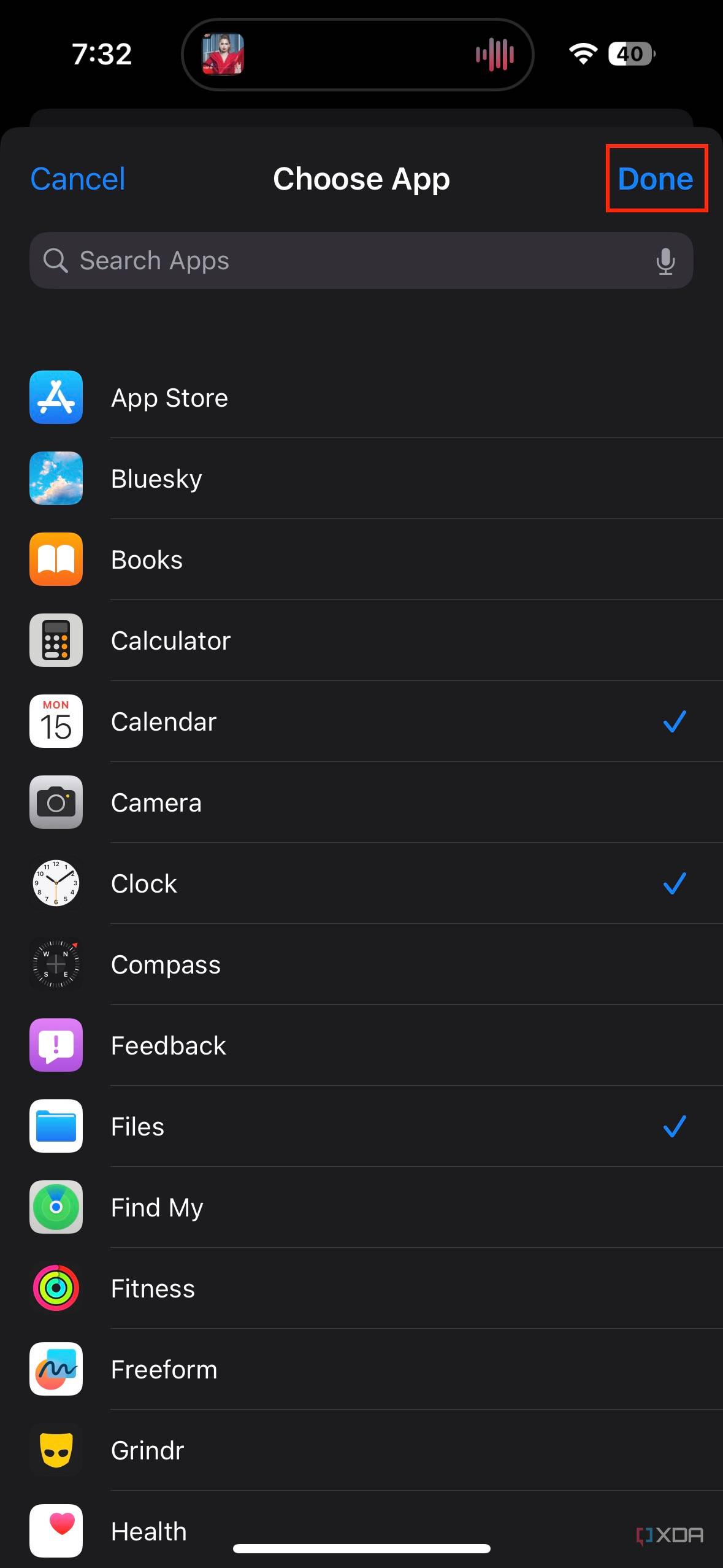 choosing which app to lock when creating the automation