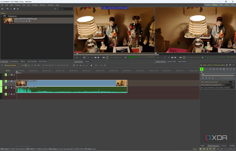 Screenshot of Kdenlive's video editing interface