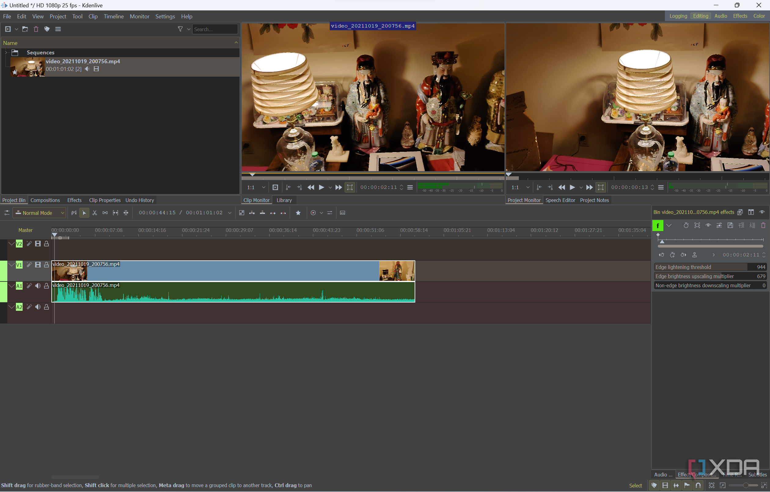 Screenshot of Kdenlive's video editing interface