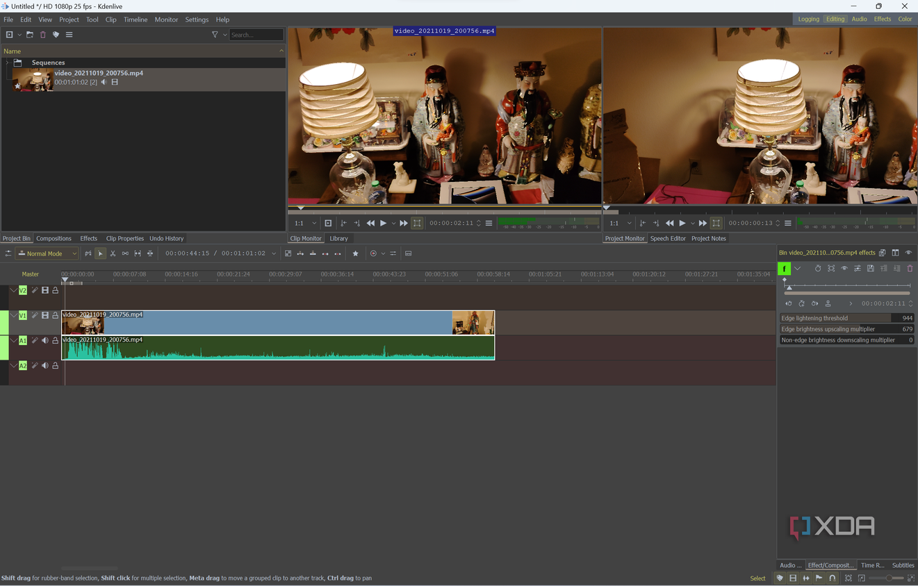 Screenshot of Kdenlive's video editing interface