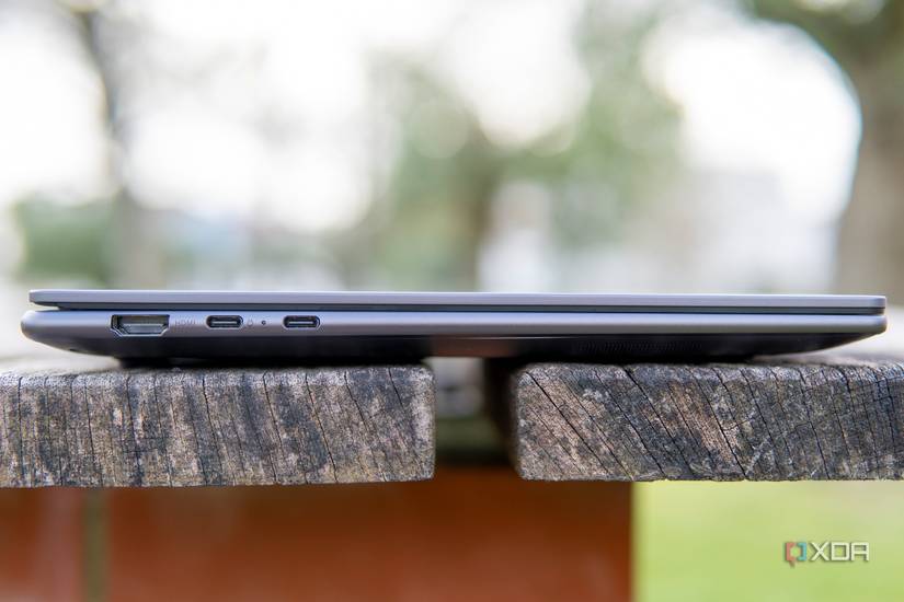 Left side view of the Lenovo Slim Pro 7, including two USB-C ports and one HDMI port