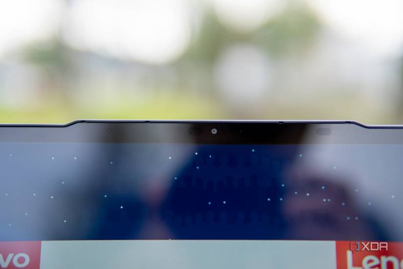 Close-up view of the webcam on the Lenovo Slim Pro 7