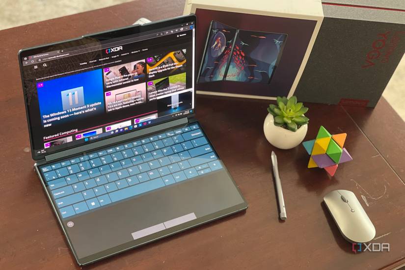 Lenovo Yoga Book 9i with on screen haptic keyboard and touchpad