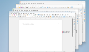 Screenshot of LibreOffice Writer, Calc, Impress, and Draw running on Windows 11