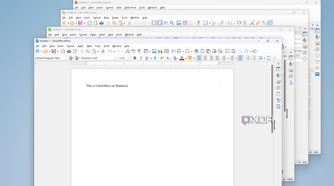 Screenshot of LibreOffice Writer, Calc, Impress, and Draw running on Windows 11