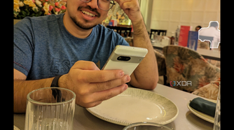 A screenshot captured on a Pixel 7 showing the Magic Eraser and Camouflage tools in Google Photos.