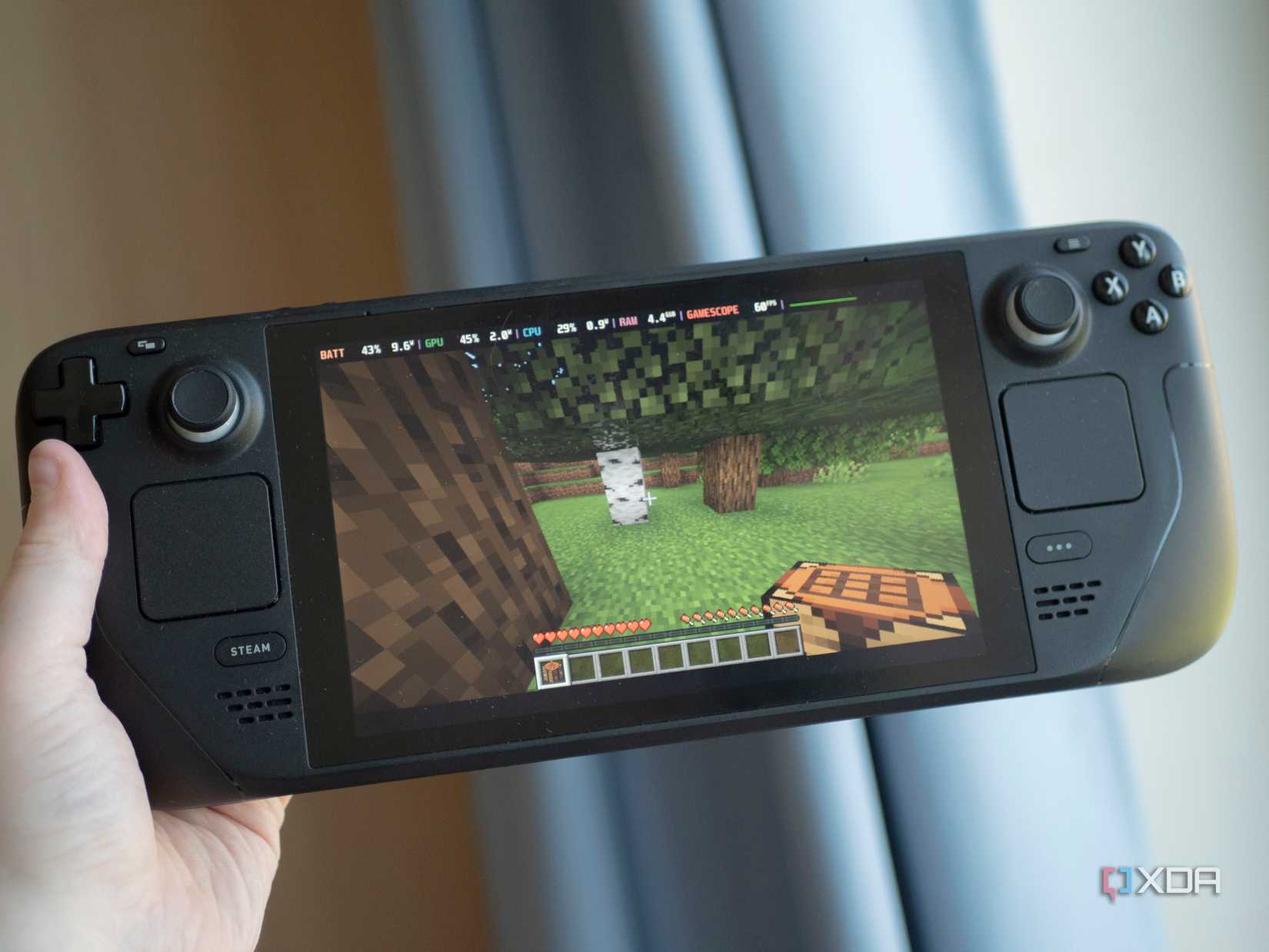 A picture of Minecraft running on the Steam Deck