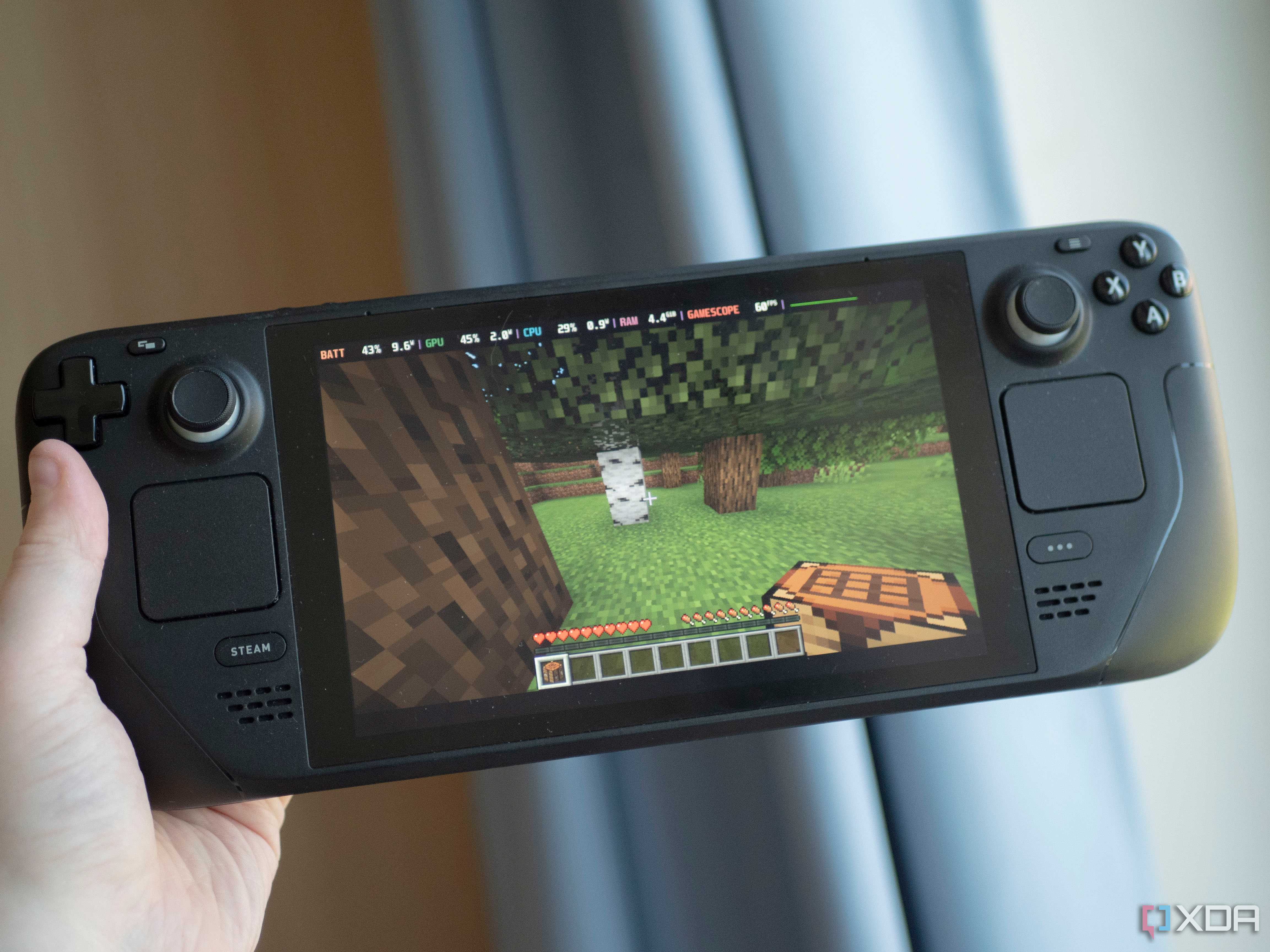A picture of Minecraft running on the Steam Deck