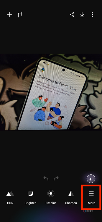 A screenshot showing a highlighted overlay item in the Galaxy Enhance-X app.