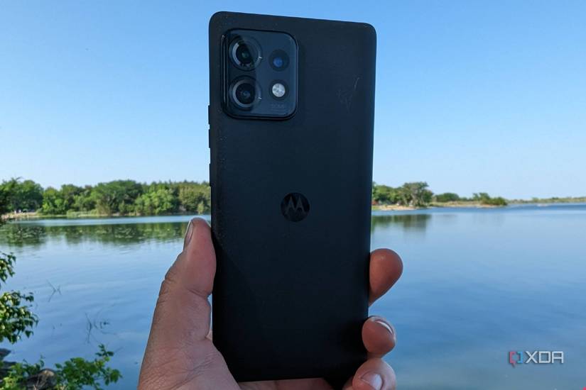Motorola Edge+ 2023 in hand showing the back of the phone