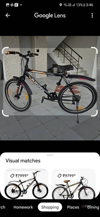 A screenshot showing mountain bike results in Google Lens.