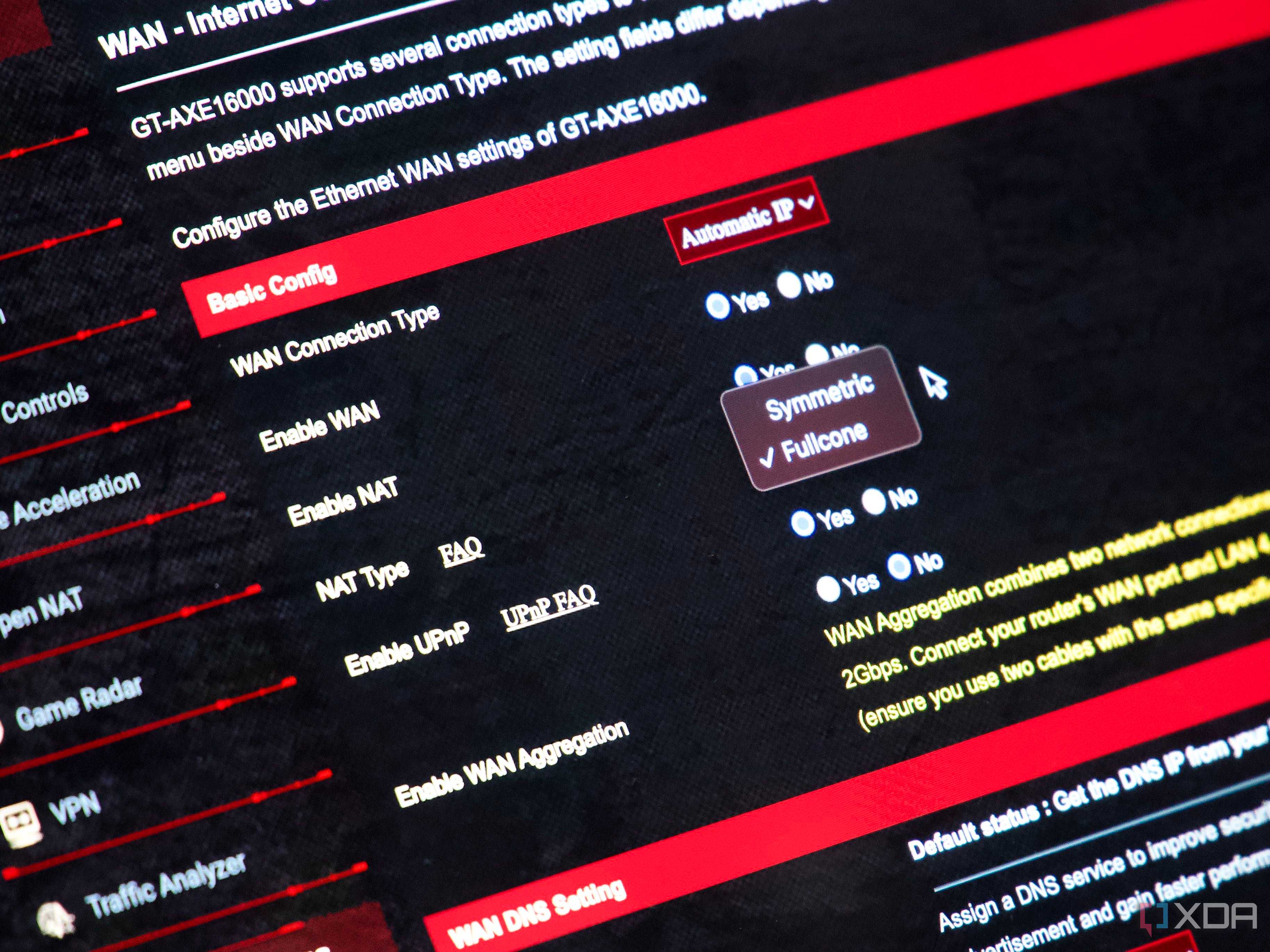 NAT type settings on an ASUS ROG router