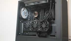 A PC built inside an NZXT H5 Flow RGB case that's all black