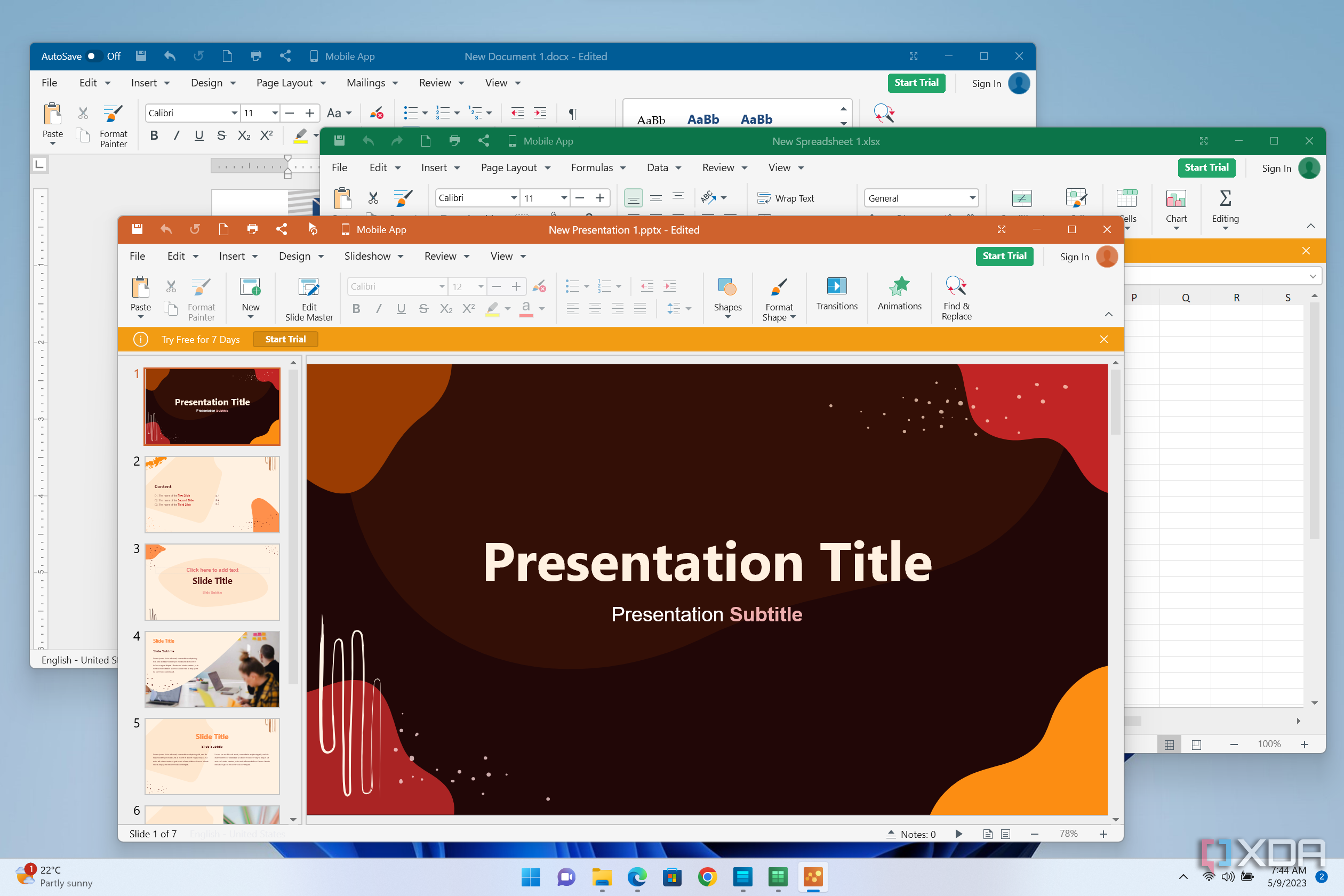 Screenshot of OfficeSuit Documents, Sheets, and Slides running on Windows 11