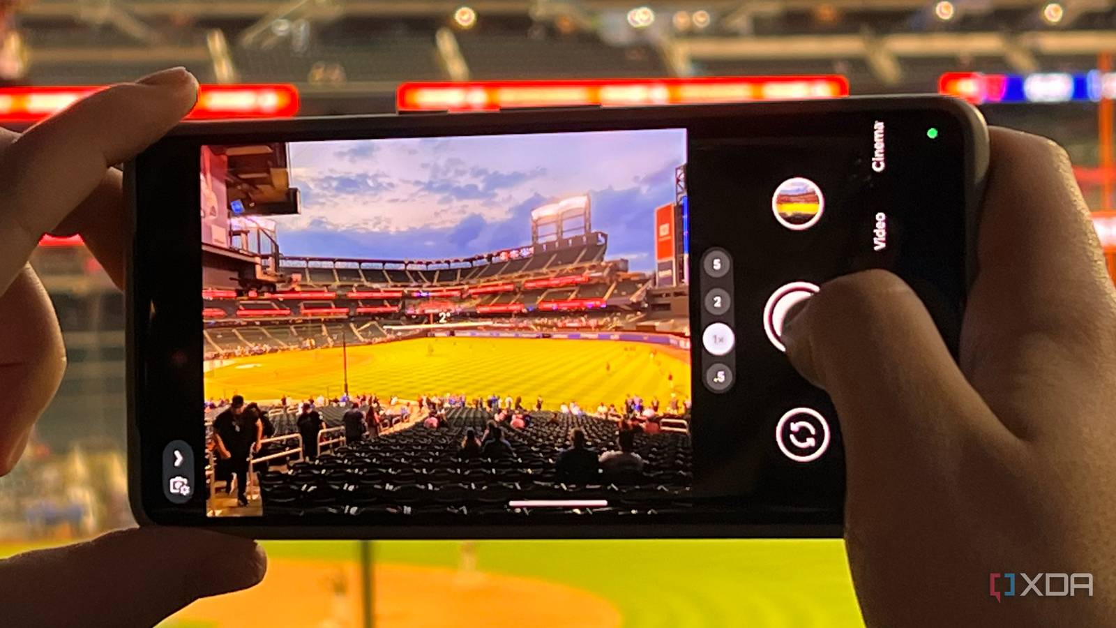A photo taken on a Pixel 7 Pro at a baseball game.