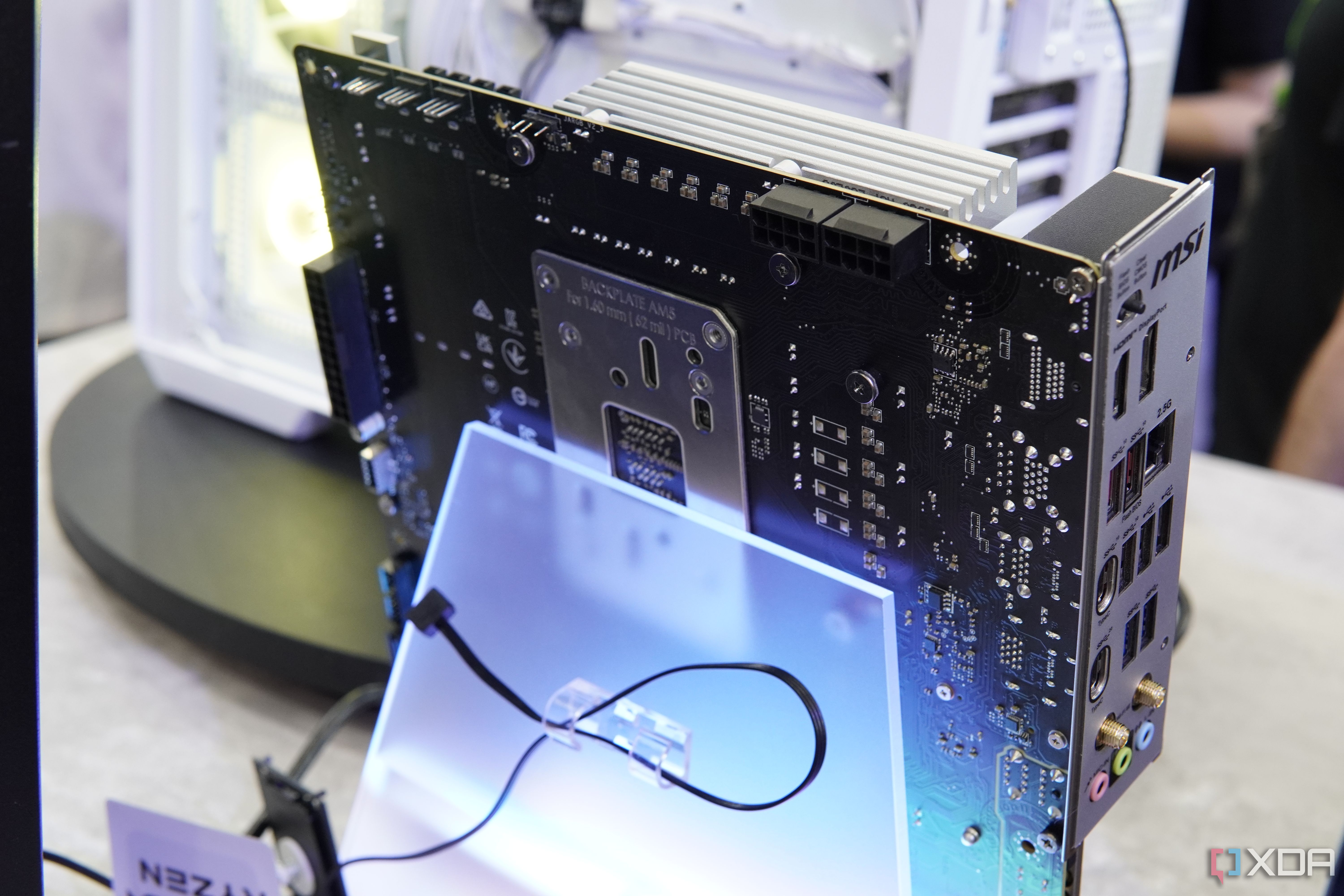 Rear view of the Project Zero motherboard showing various power connectors