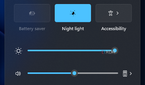 Screenshot of the Quick Actions panel in Windows 11