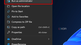 Screenshot of a context menu on the Windows 11 desktop with the Run as administrator button highlighted