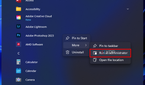Screenshot of WIndows 11 Start Menu with the All Apps list open, showwing the Run as administrator button