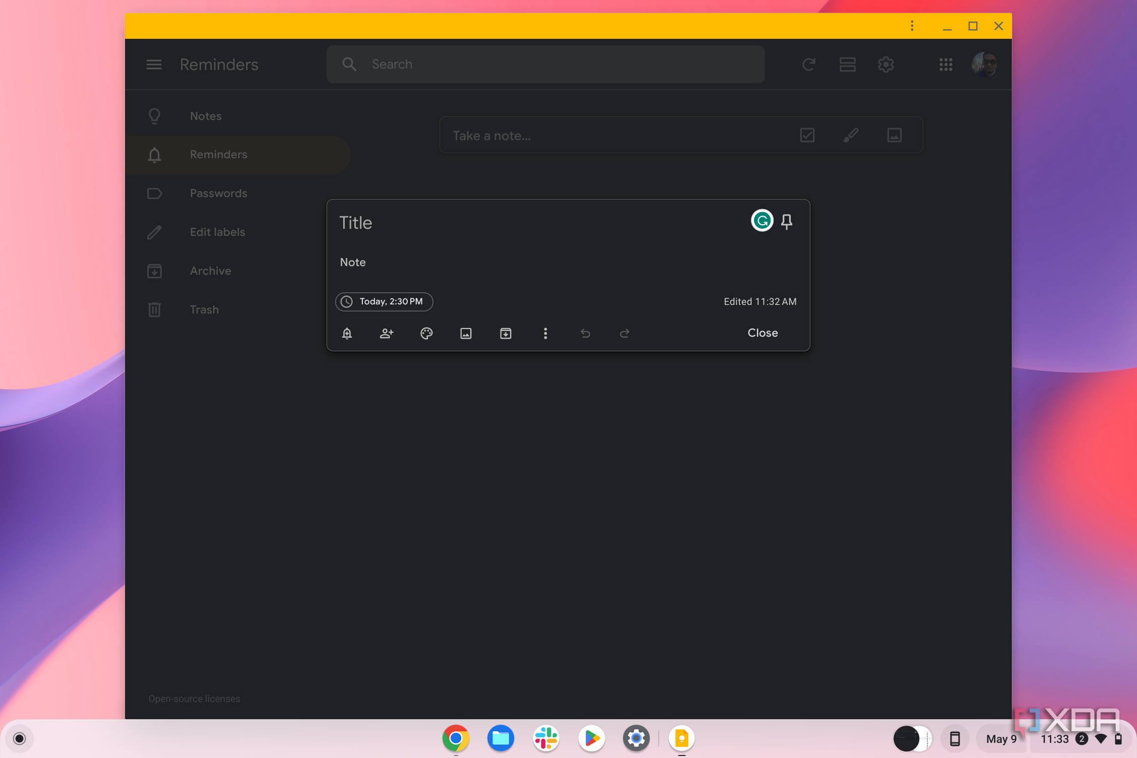 Google Keep in ChromeOS