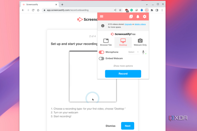 Screencastify running in ChromeOS