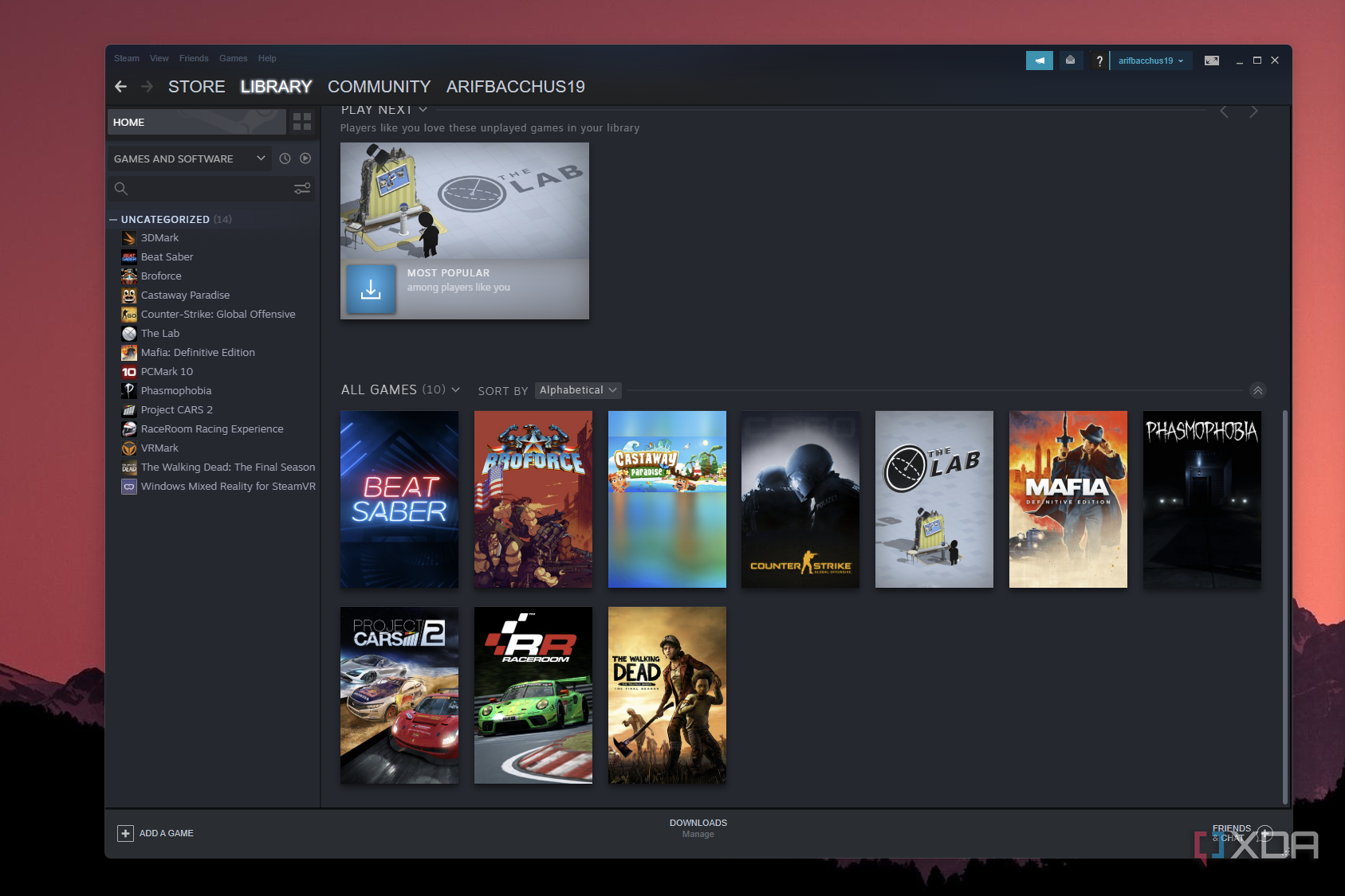 Steam Library on Windows 11