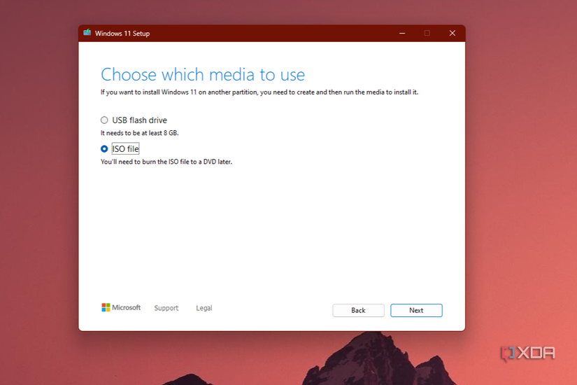 A screenshot of starting the processes of mounting an ISO File in the Windows 11 Installer