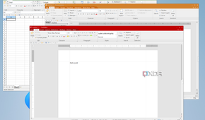 Screenshot of TextMaker, PlanMaker, and Presentations, three apps in the FreeOffice suite
