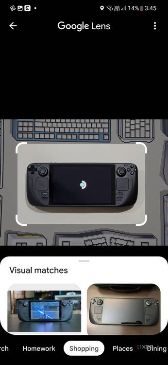 A screenshot showing Steam Deck results in Google Lens.