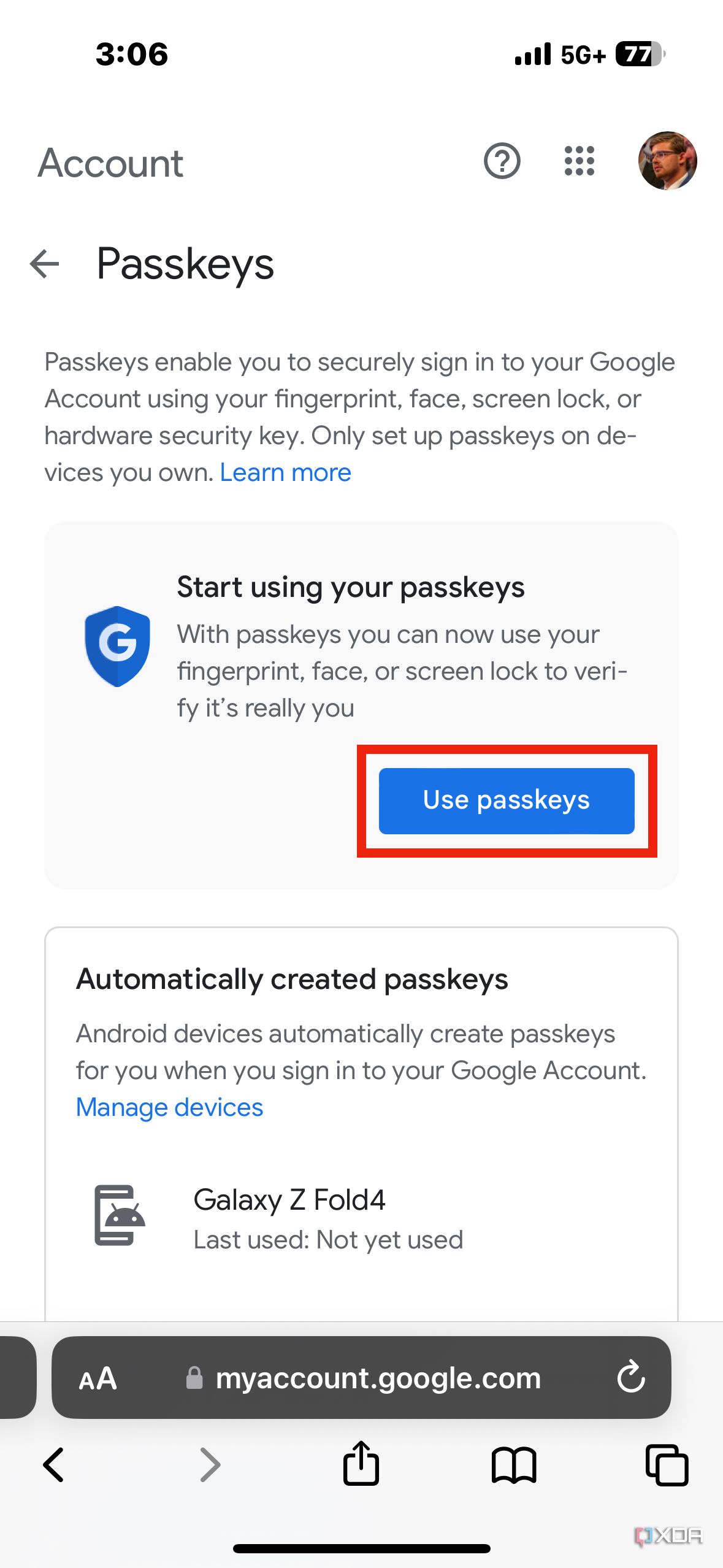 Use-Passkeys-Google-Screenshot