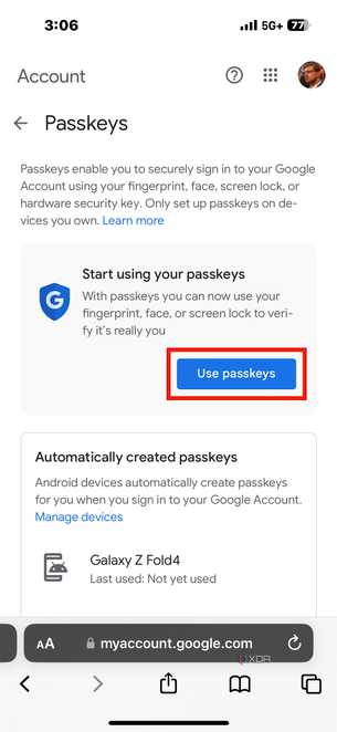 Use-Passkeys-Google-Screenshot