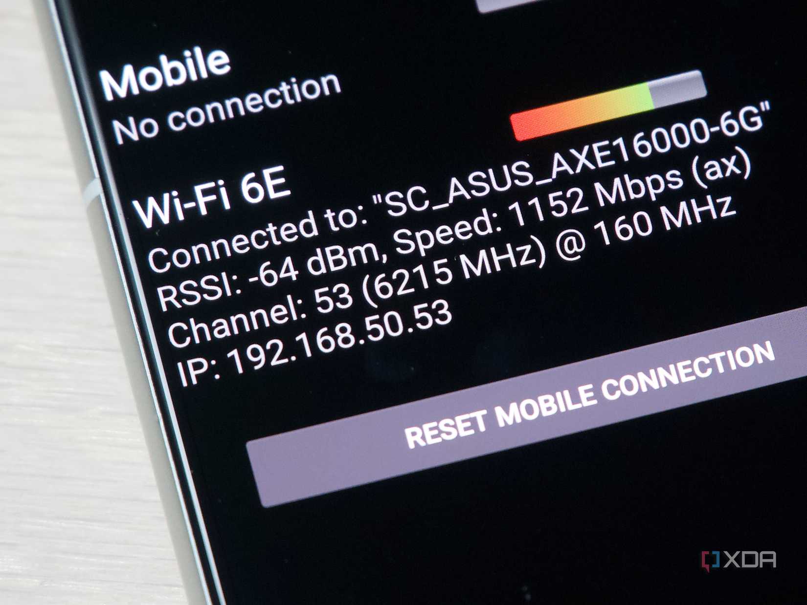 Wi-Fi 6E connection on Zenfone 8 in SignalCheck Pro